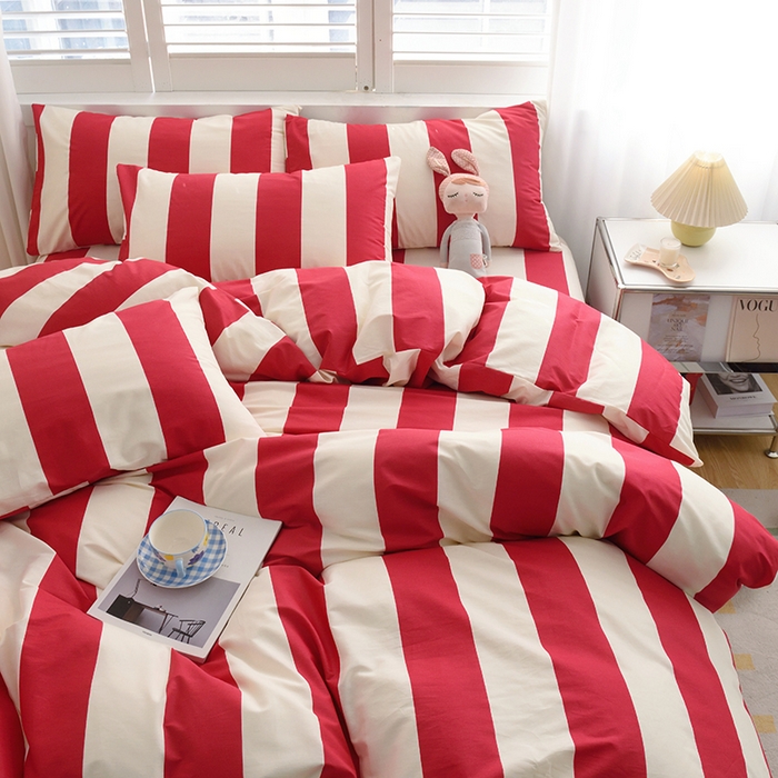 91家纺网 家纺一手货源 找家纺 启优家纺 2024新款全棉13070四件套 林西-红