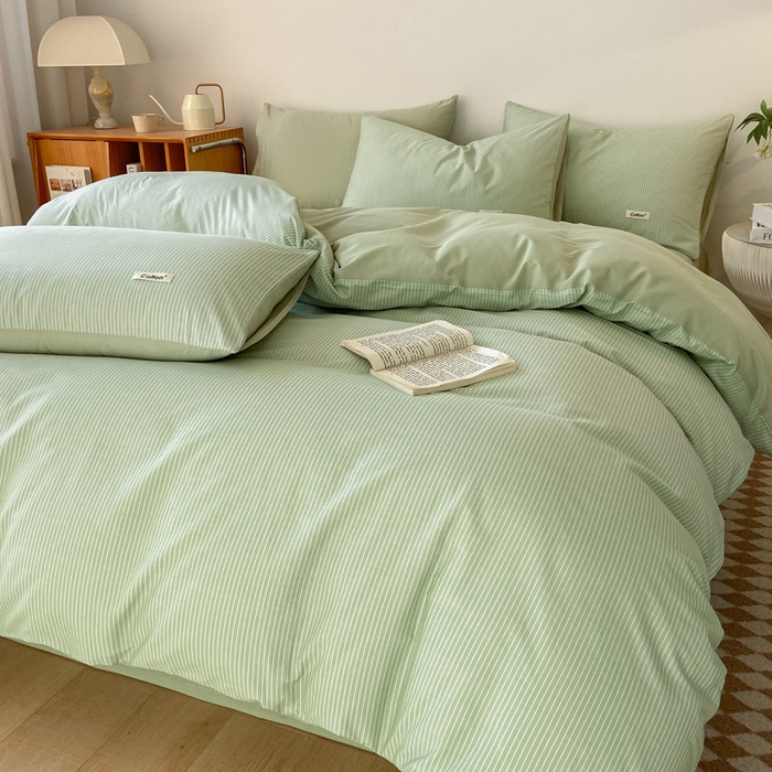 91家纺网 家纺一手货源 找家纺 涵宸家纺 2024新款40支全棉赛迪印花款四件套 伊凡-绿