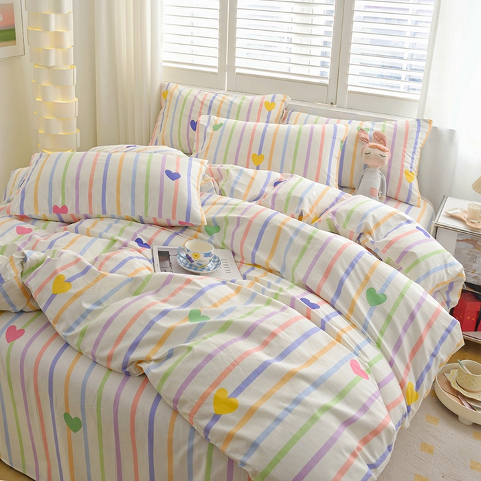 91家纺网 家纺一手货源 找家纺 启优家纺 2024新款全棉13070四件套 虹彩