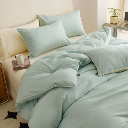 91家纺网 家纺一手货源 找家纺 涵宸家纺 2024新款40支全棉希腊麻绳款四件套 希腊（幸运兰+奶白）