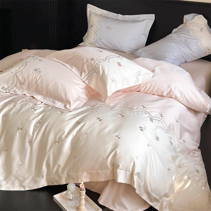 91家纺网 家纺一手货源 找家纺 （总）鹿班家居 2024新款100S长绒棉刺绣系列四件套-焦糖落霞 场景二 标准会员-20