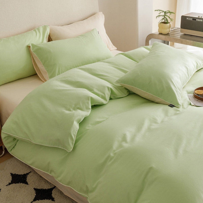 91家纺网 家纺一手货源 找家纺 涵宸家纺 2024新款40支全棉希腊麻绳款四件套 希腊（果绿+香槟金）