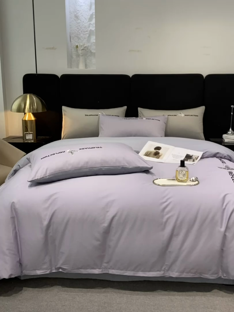 91家纺网 家纺一手货源 找家纺 澳梵家居 2024新款60支全棉刺绣四件套-梦蝶系列 梦蝶-浪漫紫