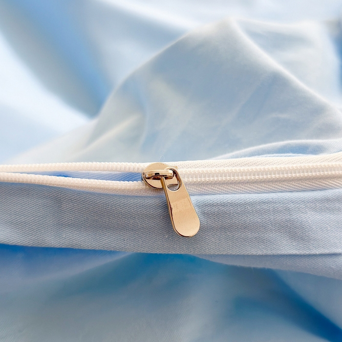 91家纺网 家纺一手货源 找家纺 锦觅 2024春夏新品韩式小清新全棉水洗棉毛巾绣40支重工刺绣纯棉四件套 猫咪（天蓝）