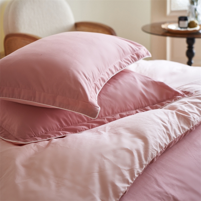 91家纺网 家纺一手货源 找家纺 盛馨 2024新款40长绒棉美拉德色系纯色双拼全棉四件套纯棉三件套床笠套件 瑞士红