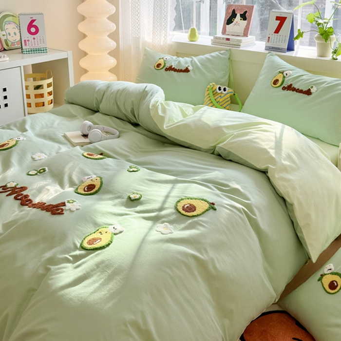 91家纺网 家纺一手货源 找家纺 锦觅 2024春夏新品韩式小清新全棉水洗棉毛巾绣40支重工刺绣纯棉四件套 富得流油