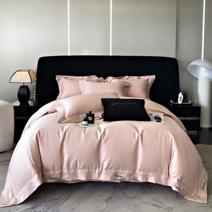 馨蕊家居 2024新款100支进口长绒棉全棉四件套-欧若拉 欧若拉-蔷薇粉