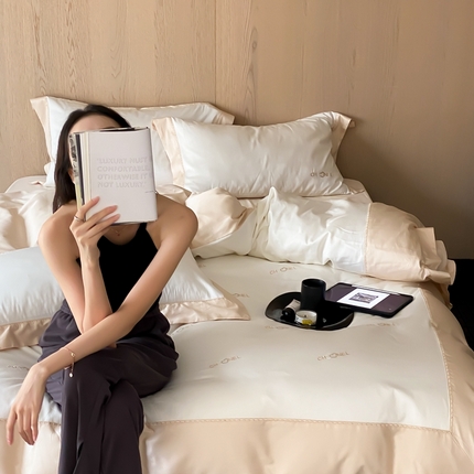 馨蕊家居 2024新款100支进口长绒棉全棉四件套-伊甸园 伊甸园-秋玉白