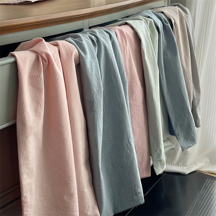 91家纺网 家纺一手货源 找家纺 （总）雅居纺家纺 2024新款全棉色织水洗棉系列四件套-叠拍图