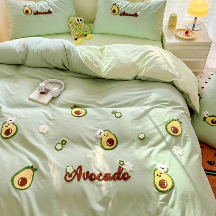 91家纺网 家纺一手货源 找家纺 锦觅 2024春夏新品韩式小清新全棉水洗棉毛巾绣40支重工刺绣纯棉四件套 富得流油