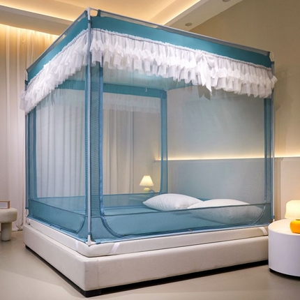 91家纺网 家纺一手货源 找家纺 （总）雪姿家纺 2024新款防蚊防尘全底拉链坐床蚊帐-初夏 风格一