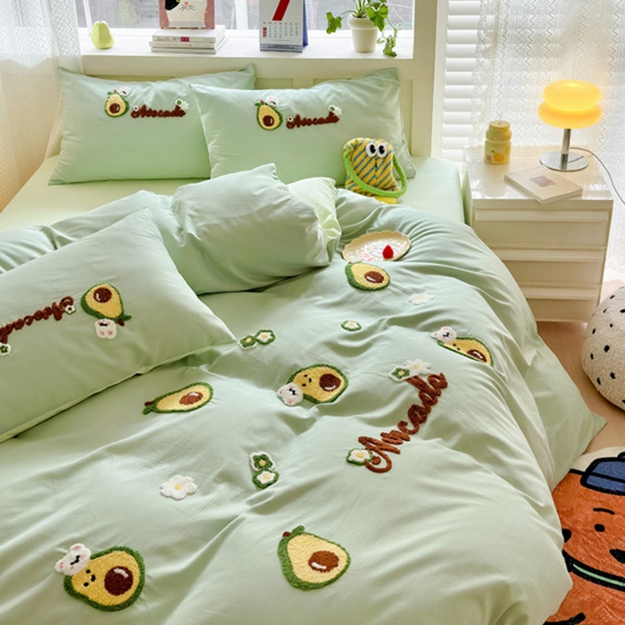 91家纺网 家纺一手货源 找家纺 锦觅 2024春夏新品韩式小清新全棉水洗棉毛巾绣40支重工刺绣纯棉四件套 富得流油