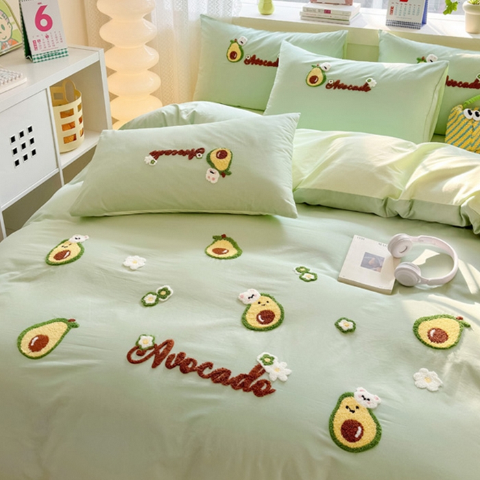 91家纺网 家纺一手货源 找家纺 锦觅 2024春夏新品韩式小清新全棉水洗棉毛巾绣40支重工刺绣纯棉四件套 富得流油