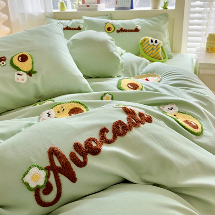 91家纺网 家纺一手货源 找家纺 锦觅 2024春夏新品韩式小清新全棉水洗棉毛巾绣40支重工刺绣纯棉四件套 富得流油