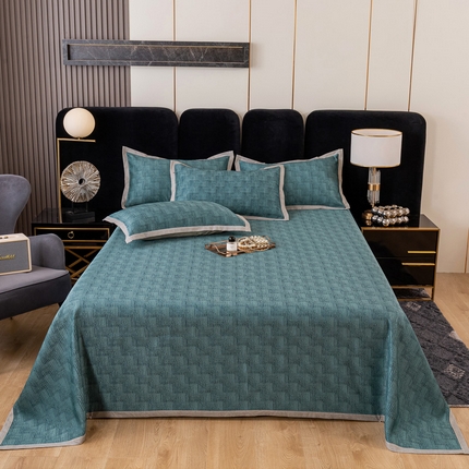 91家纺网 家纺一手货源 找家纺 恋尚羽家纺 2025新款竹纤维凉席三件套 蓝色
