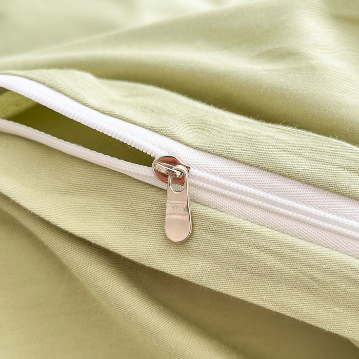 91家纺网 家纺一手货源 找家纺 锦觅 2024春夏新品韩式小清新全棉水洗棉毛巾绣40支重工刺绣纯棉四件套 微笑（豆绿）