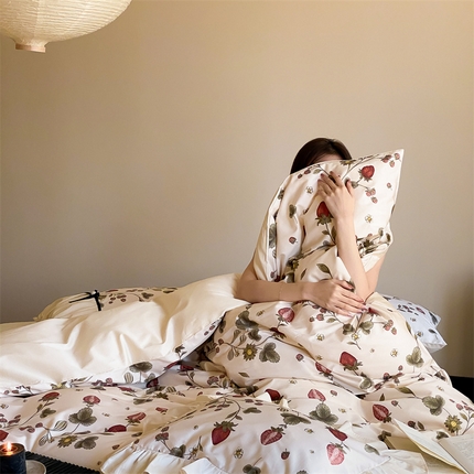 优然居 2024新款XH法式复古蝴蝶结四件套 草莓泡芙