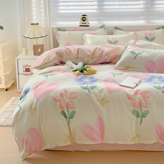 91家纺网 家纺一手货源 找家纺 2024新款直播爆款植物羊绒四件套 粉色记忆