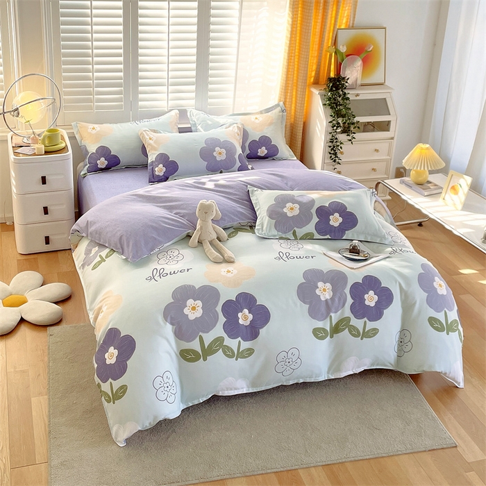 91家纺网 家纺一手货源 找家纺 2024新款直播爆款植物羊绒四件套 AB花满园