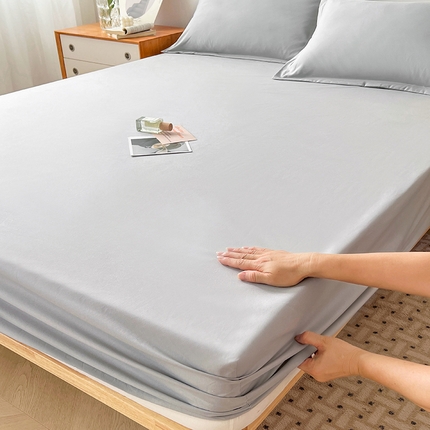 91家纺网 家纺一手货源 找家纺 曼陀罗 2025新款A类原棉防水床笠 素雅灰