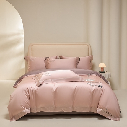 91家纺网 家纺一手货源 找家纺 （总）618家纺 2024新款A类60s长绒棉全棉纯棉四件套100%全棉可可系列 可可茶粉