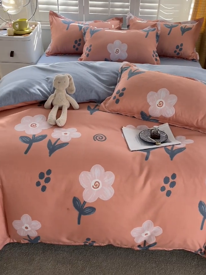 91家纺网 家纺一手货源 找家纺 2024新款直播爆款植物羊绒四件套 AB嫣然