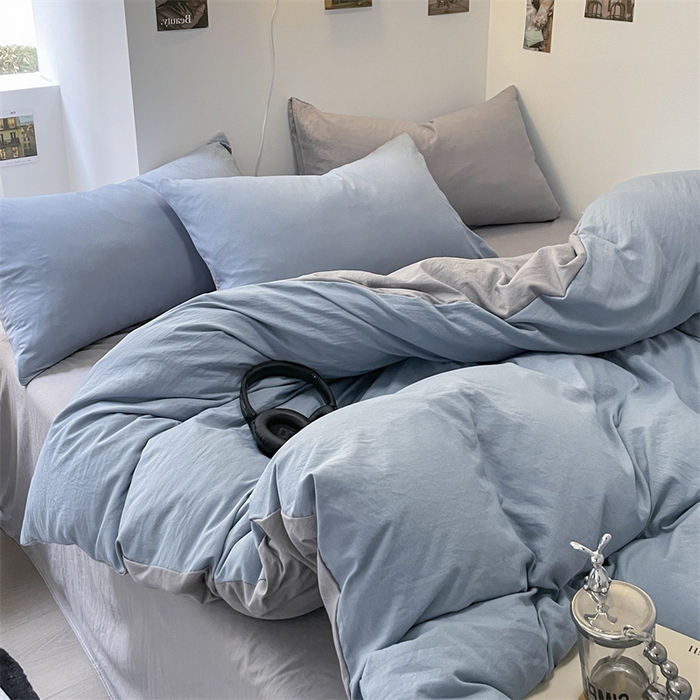 91家纺网 家纺一手货源 找家纺 贝拉梦家纺 2024新春夏款母婴级糯糯的双拼亲肤水洗棉四件套 慵懒周末