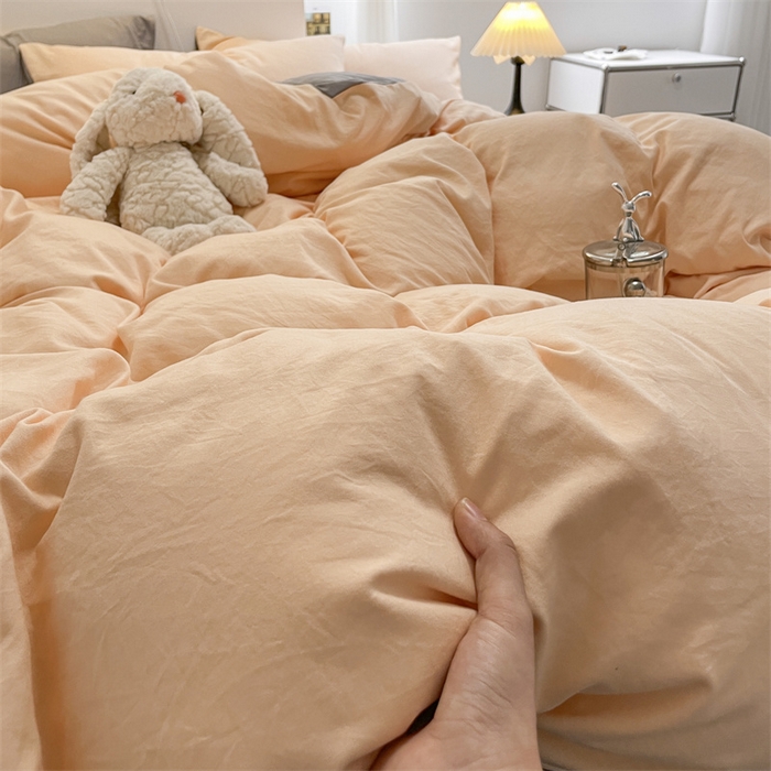 91家纺网 家纺一手货源 找家纺 贝拉梦家纺 2024新春夏款母婴级糯糯的双拼亲肤水洗棉四件套 真我