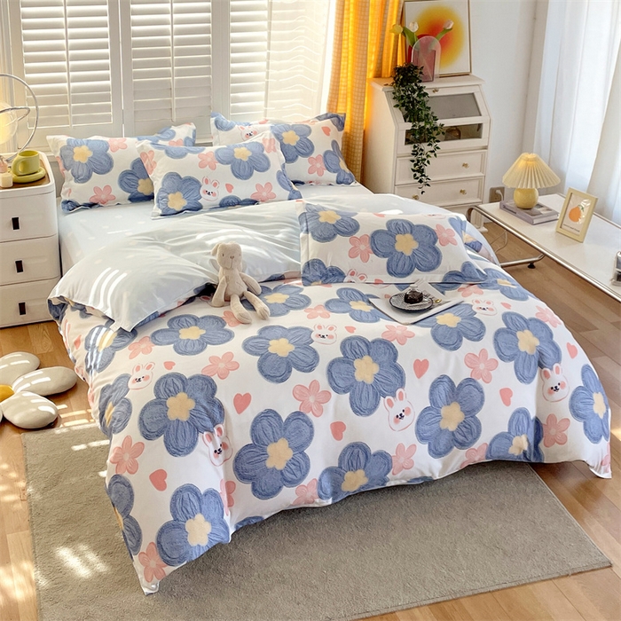 91家纺网 家纺一手货源 找家纺 2024新款直播爆款植物羊绒四件套 AB梦幻小时光