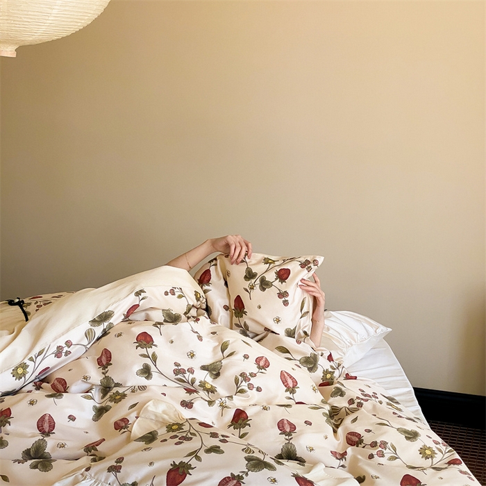 91家纺网 家纺一手货源 找家纺 优然居 2024新款XH法式复古蝴蝶结四件套 草莓泡芙