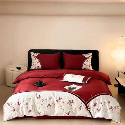 91家纺网 家纺一手货源 找家纺 （总）优然居 2024新款数码印花贴布绣四件套醉嫣然