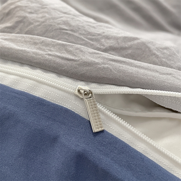 91家纺网 家纺一手货源 找家纺 贝拉梦家纺 2024新春夏款母婴级糯糯的双拼亲肤水洗棉四件套 蔚蓝