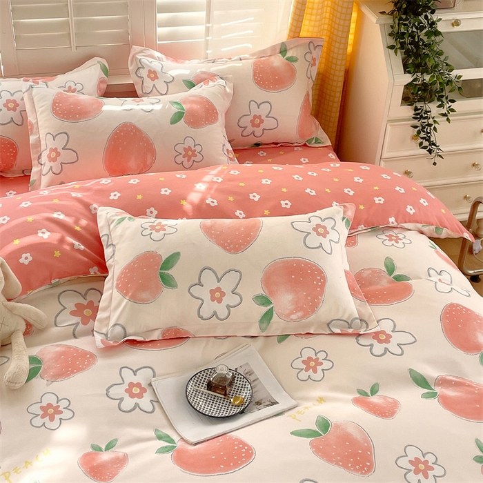 91家纺网 家纺一手货源 找家纺 2024新款直播爆款植物羊绒四件套 AB果之恋