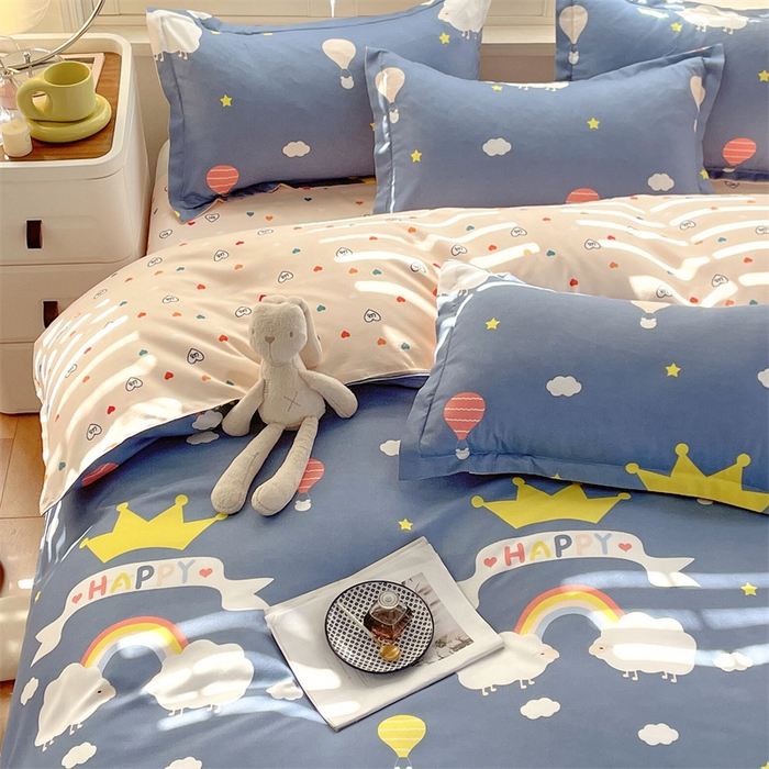 91家纺网 家纺一手货源 找家纺 2024新款直播爆款植物羊绒四件套 AB微梦时光