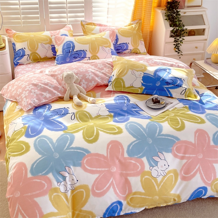 91家纺网 家纺一手货源 找家纺 2024新款直播爆款植物羊绒四件套 AB可可兔