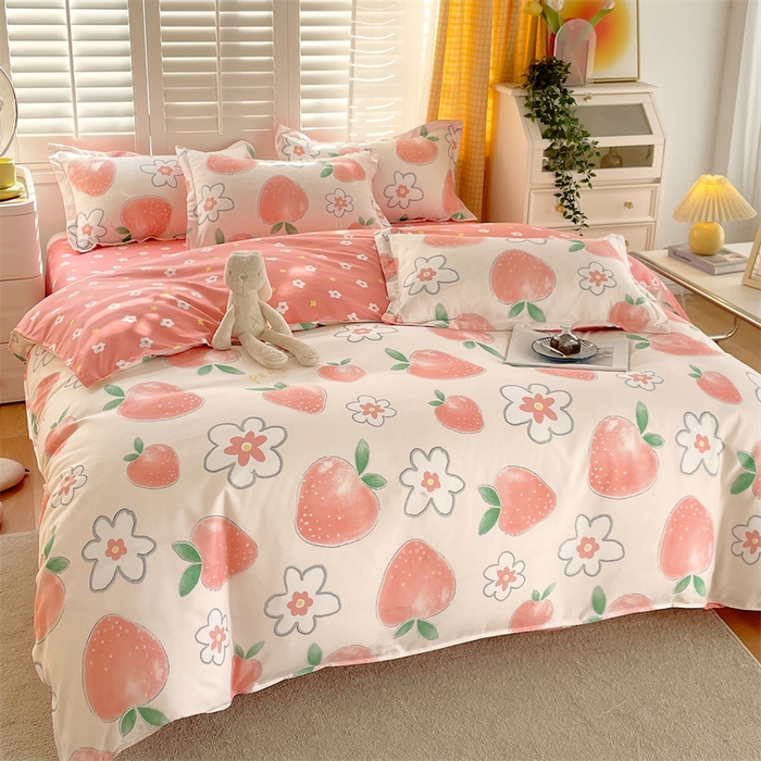 91家纺网 家纺一手货源 找家纺 2024新款直播爆款植物羊绒四件套 AB果之恋