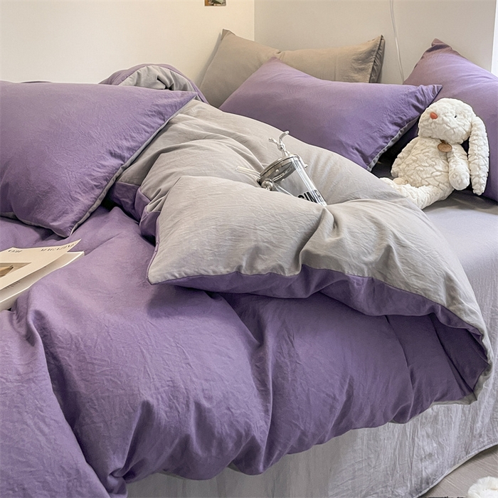 91家纺网 家纺一手货源 找家纺 贝拉梦家纺 2024新春夏款母婴级糯糯的双拼亲肤水洗棉四件套 邂逅