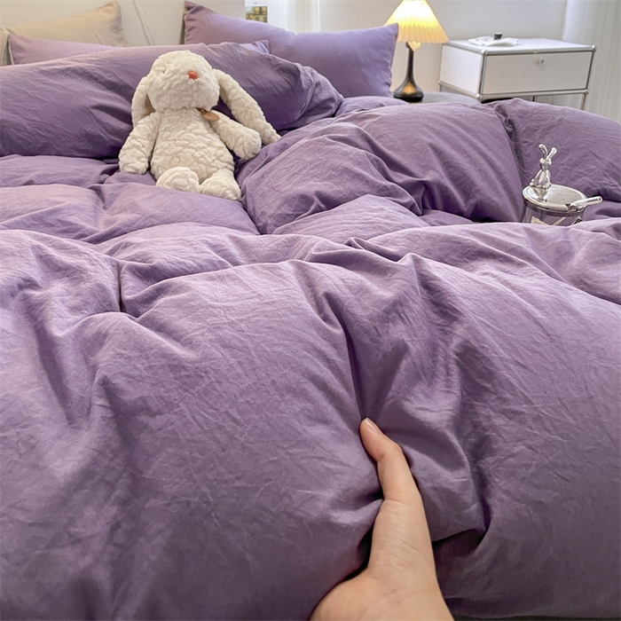 91家纺网 家纺一手货源 找家纺 贝拉梦家纺 2024新春夏款母婴级糯糯的双拼亲肤水洗棉四件套 邂逅