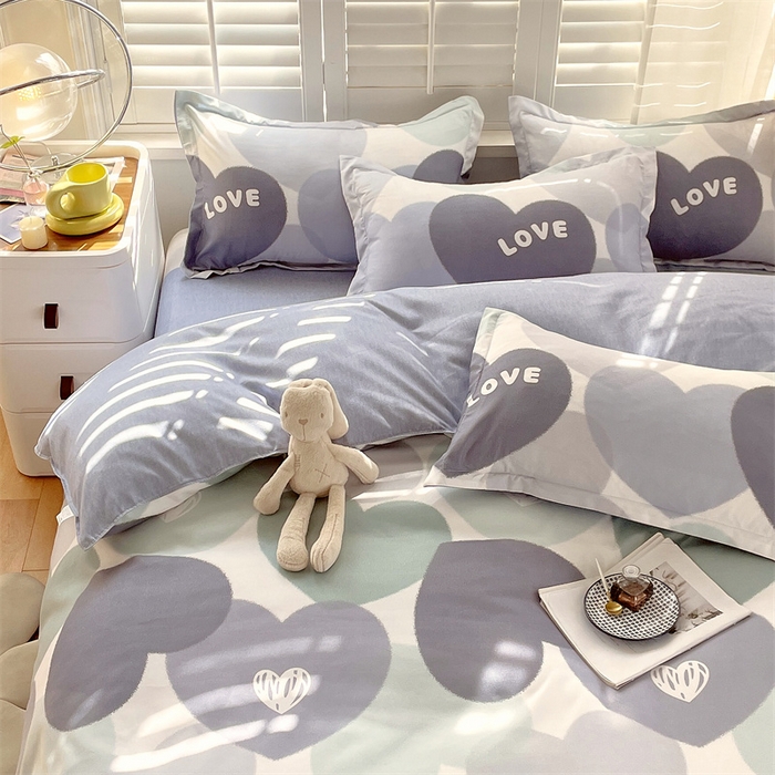 91家纺网 家纺一手货源 找家纺 2024新款直播爆款植物羊绒四件套 AB心晴