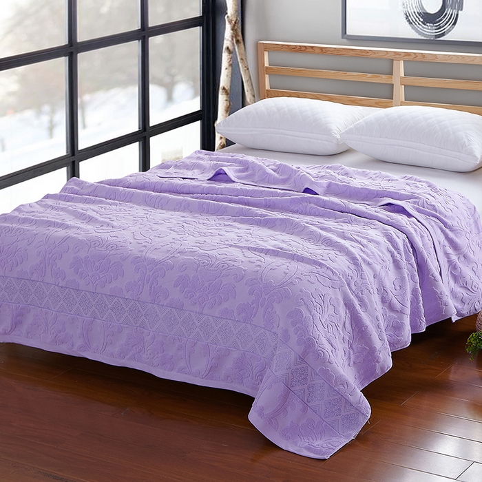 91家纺网 家纺一手货源 找家纺 雯雨家纺 2024老式怀旧A类纯棉毛巾被 欧典风尚-紫色