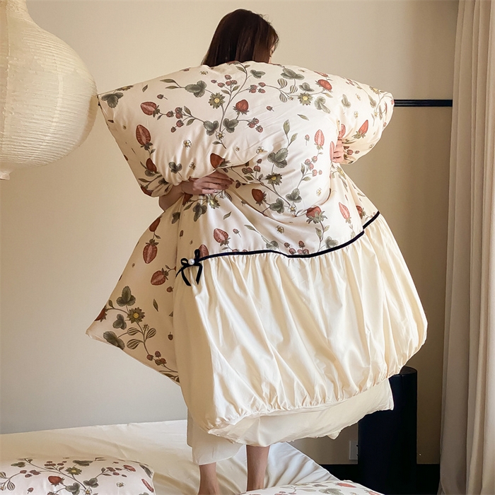 91家纺网 家纺一手货源 找家纺 优然居 2024新款XH法式复古蝴蝶结四件套 草莓泡芙