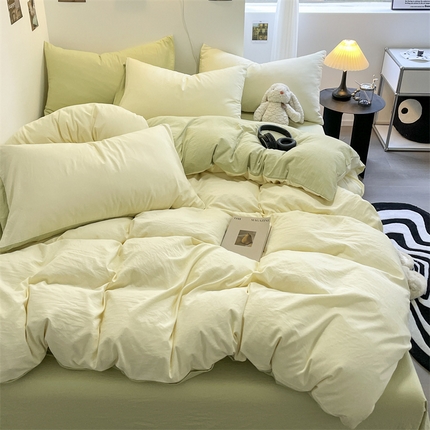 贝拉梦家纺 2024新春夏款母婴级糯糯的双拼亲肤水洗棉四件套 英国梨