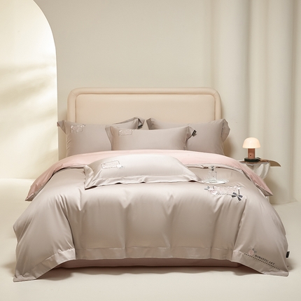 91家纺网 家纺一手货源 找家纺 （总）618家纺 2024新款A类60s长绒棉全棉纯棉四件套100%全棉可可系列 可可茶粉