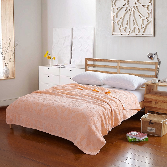 91家纺网 家纺一手货源 找家纺 雯雨家纺 2024老式怀旧A类纯棉毛巾被 欧典风尚-橙色