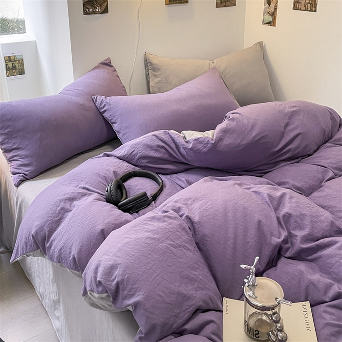 91家纺网 家纺一手货源 找家纺 贝拉梦家纺 2024新春夏款母婴级糯糯的双拼亲肤水洗棉四件套 邂逅