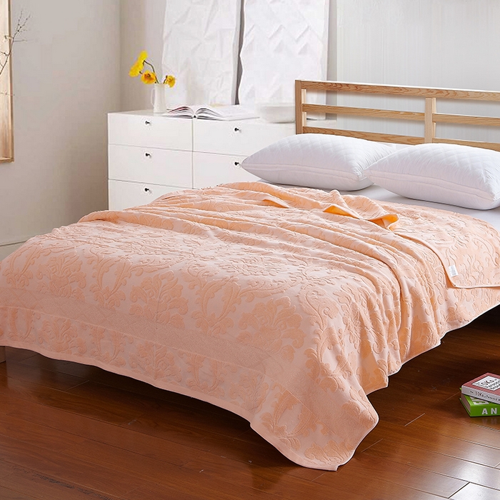 91家纺网 家纺一手货源 找家纺 雯雨家纺 2024老式怀旧A类纯棉毛巾被 欧典风尚-橙色