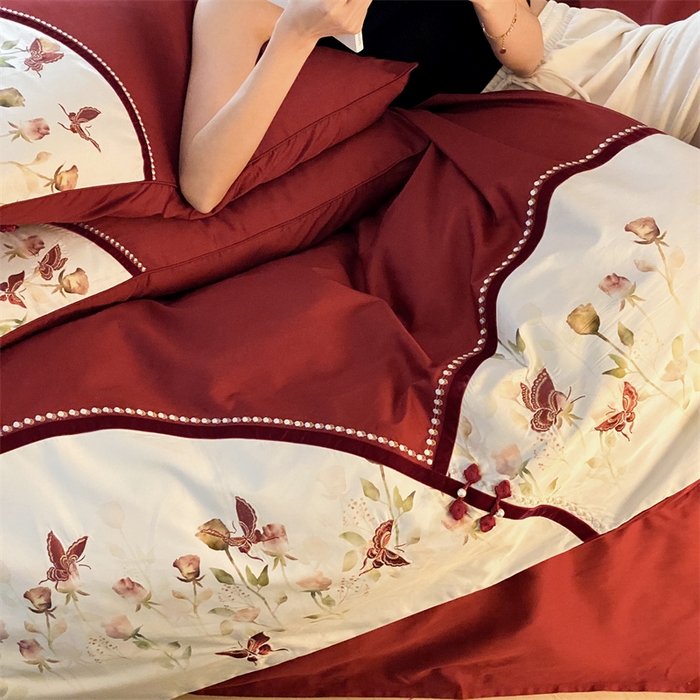 91家纺网 家纺一手货源 找家纺 （总）优然居 2024新款数码印花贴布绣四件套醉嫣然