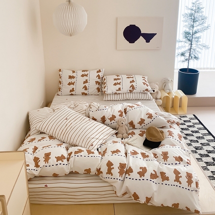 91家纺网 家纺一手货源 找家纺 （总）帅露家纺 2024新款全棉喷气13070小清新印花四件套-拍摄一