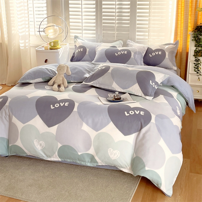 91家纺网 家纺一手货源 找家纺 2024新款直播爆款植物羊绒四件套 AB心晴