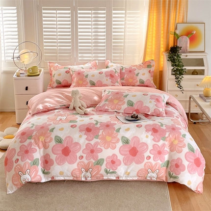 2024新款直播爆款植物羊绒四件套 AB花海